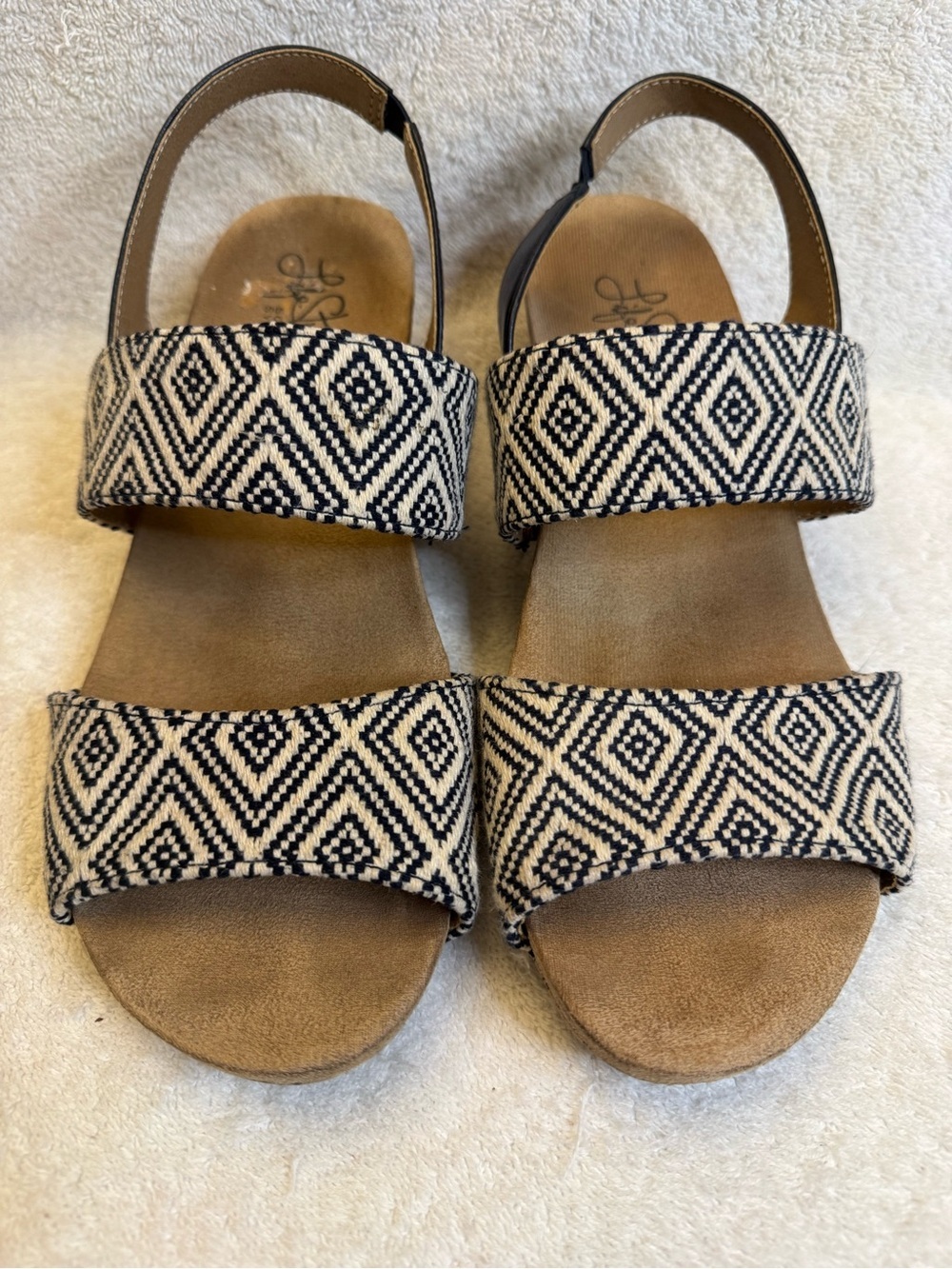 LifeStride Marcela Geometric Wedge Sandals Navy 8.5